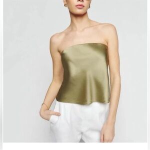 Nwt Reformation spritz silk top in olive oil - size XS